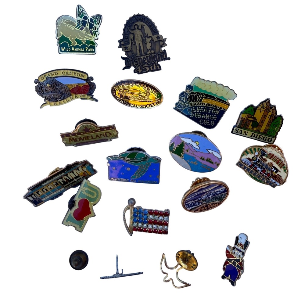 Vintage Travel Souvenir Pin Lot w/ Disneyland 45th Anniversary Trains Animals‎ - Picture 8 of 13